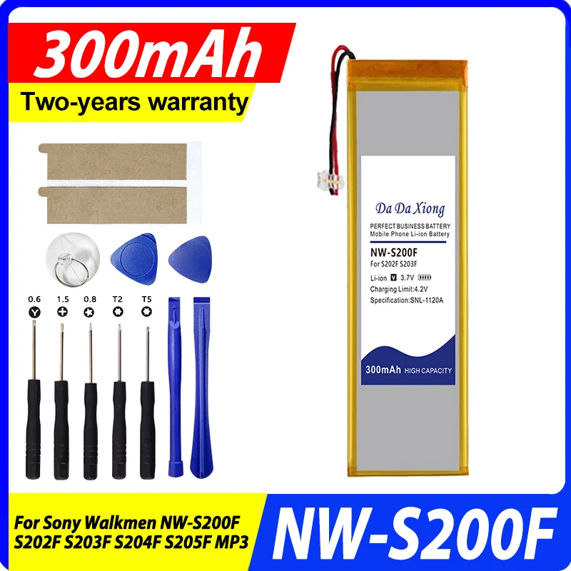 

New 3.7V 300mAh For Sony Walkmen NW-S203F NW-S200F NW-S202F NW-S204F NW-S205F 2-Wire Plug Player Universality Battery