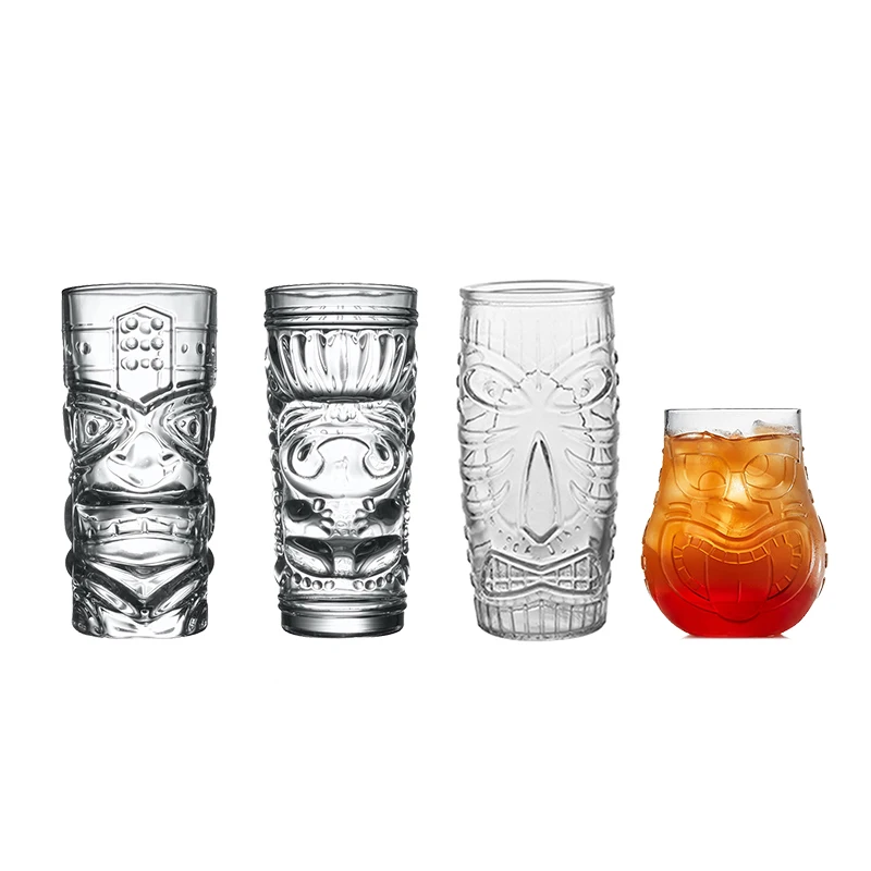 Bar Tiki Glasses Tiki Mug- Hawaiian Style Glass Clear Tumblers