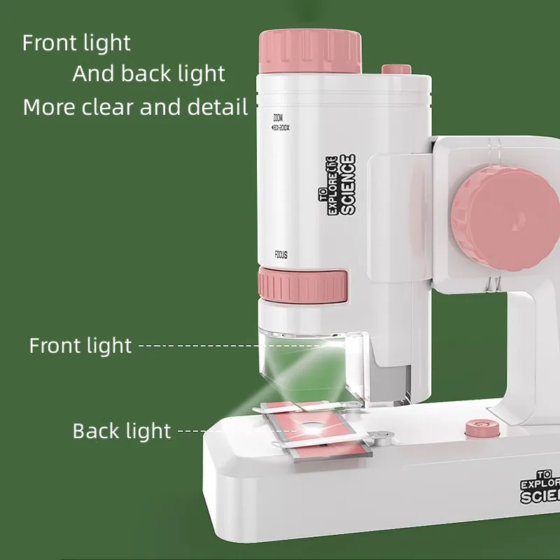 80-200X Handheld MINI Microscope with Base LED Biological Microscope Children Explore Science Tool Kid Present Microscope