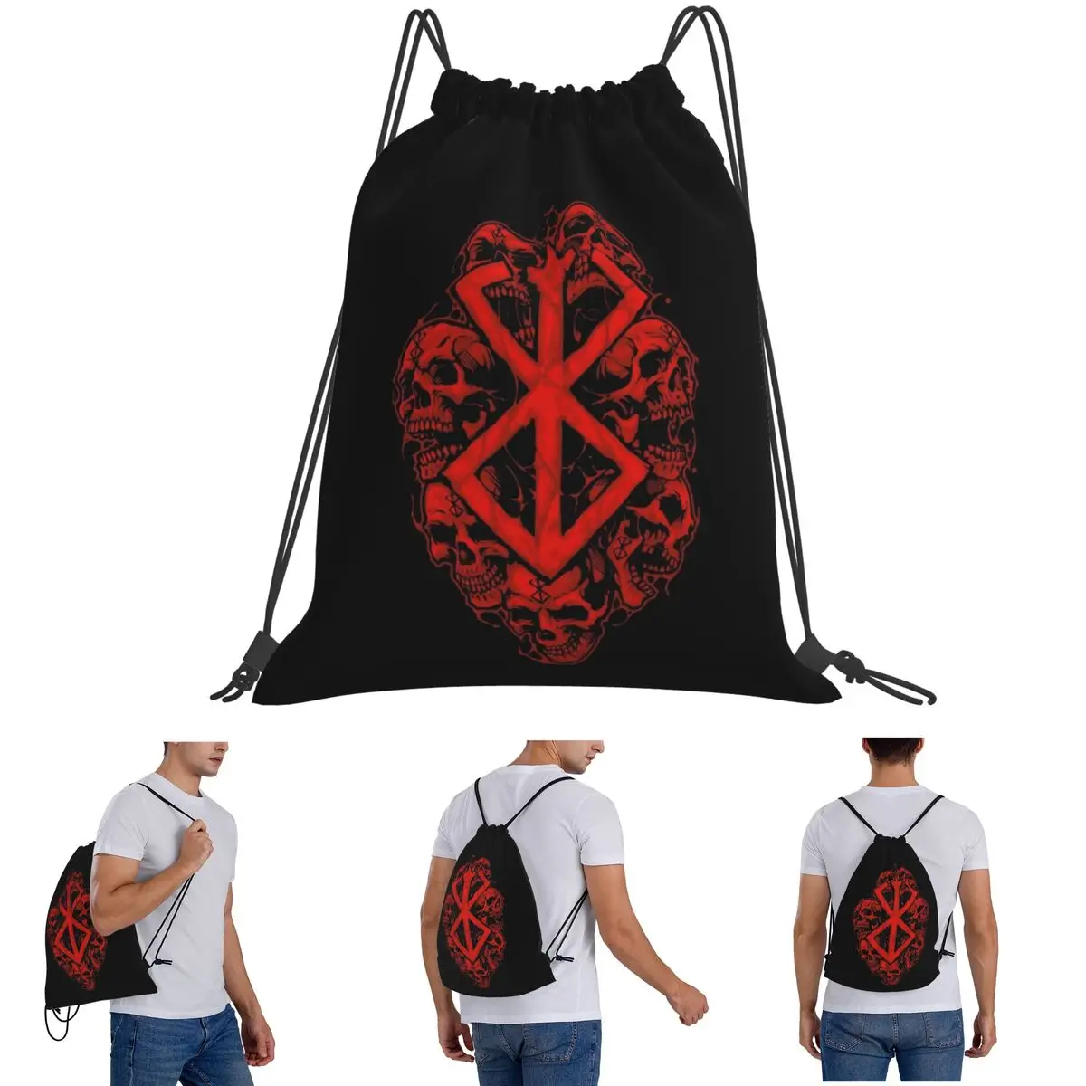 Berserk Sacrifice Mark Demon Sword And Magic Backpacks Fashion Drawstring Bundle Pocket Sports Bag Book Bags for Travel School