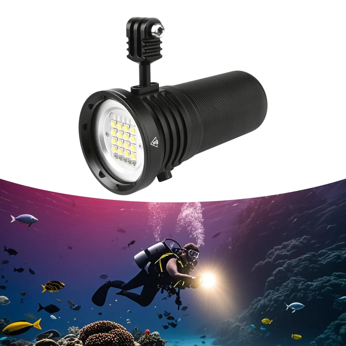 2025 Luz de buceo recargable de 13000 lúmenes Cuerpo de aluminio Impermeable profundo UV/Rojo/CW/WW/NW Linterna para fotografía subacuática