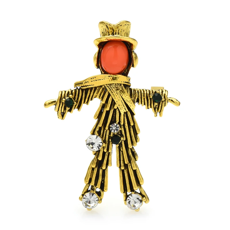 Wuli&baby Vintage Scarecrow Brooches For Women Unisex 2-color The Figure In Field Party Causal Brooch Pin Gifts