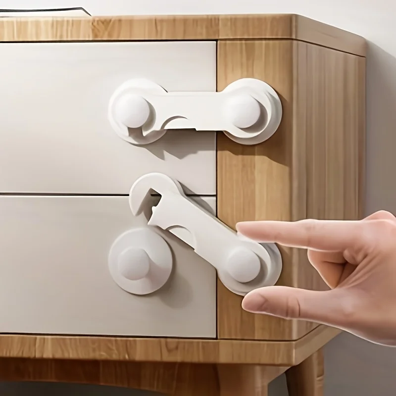 10pcs Baby Safe Straps Baby Safety Lock Drawer Child Safety Cabinet Locks Adhesive Cabinet Drawer Door Latches image 2
