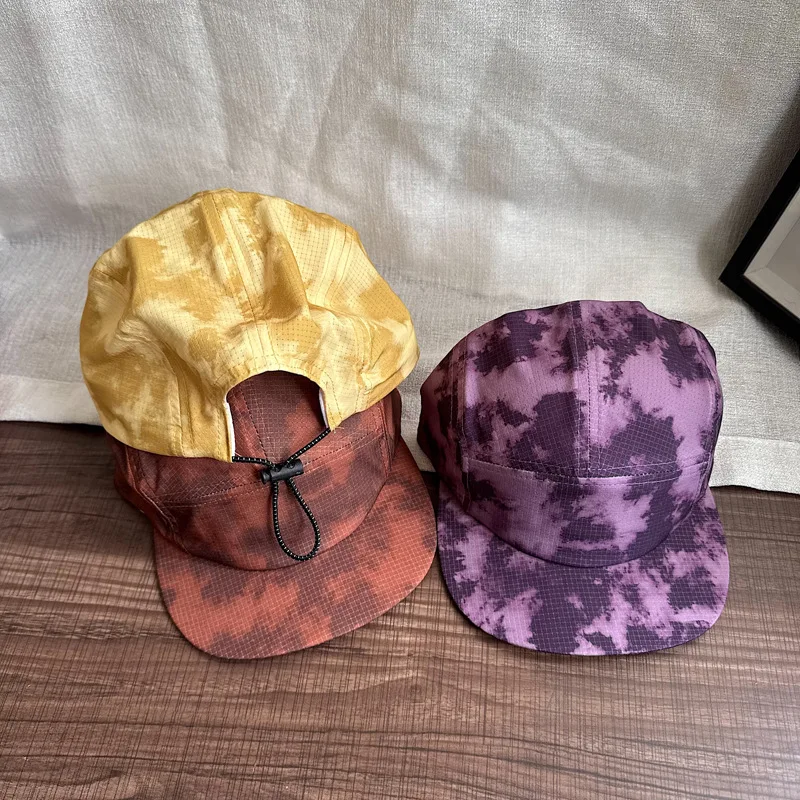

Japanese Tie-dye Five-panel Flat-brim Quick-drying Hat Spring and Summer Outdoor Shade Casual Baseball Caps for Men and Women