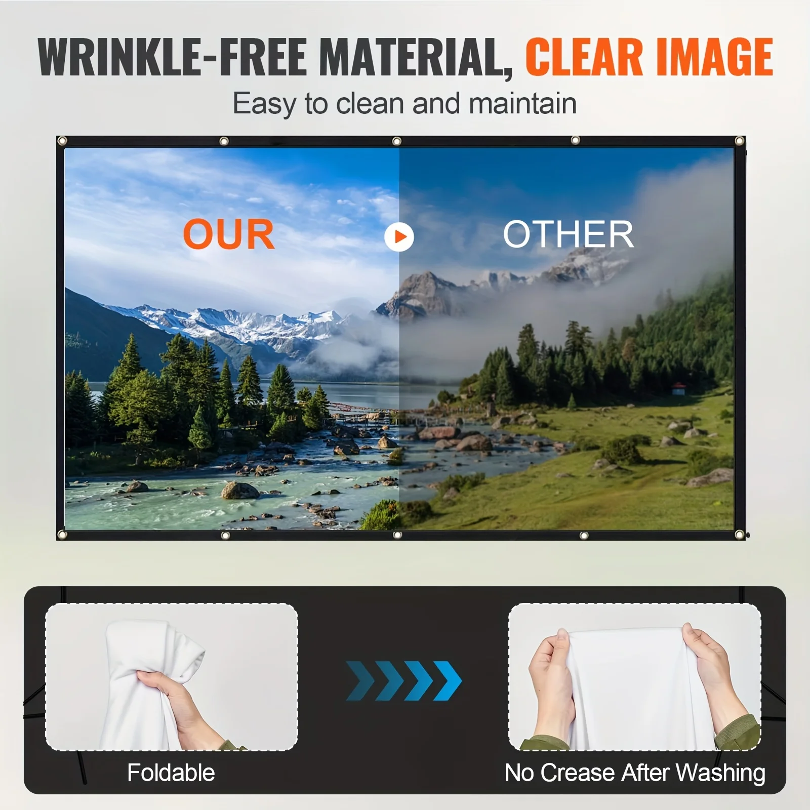 Portable Projector Screen 16:9 White Foldable Grey Projection Home Cinema House Indoor Outdoor Theater 4K HD 1080P For HY300