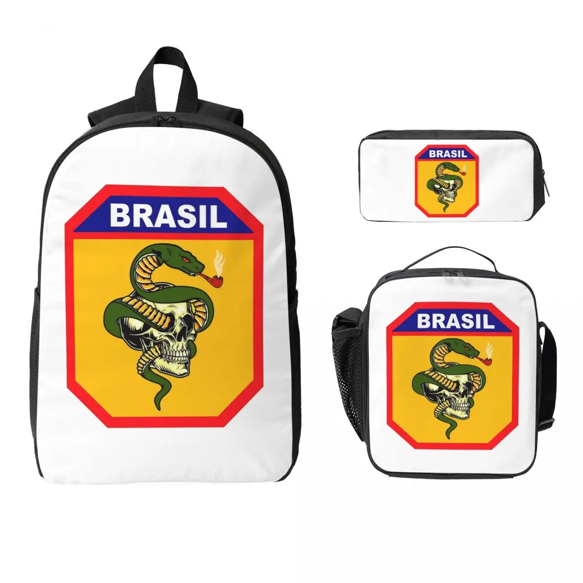 The Smoking Snake Brazilian Expeditionary Force Pacht Backpack BookBag Bag Shoulder Bags 3ps Insulated Lunch Bag Pencil Case