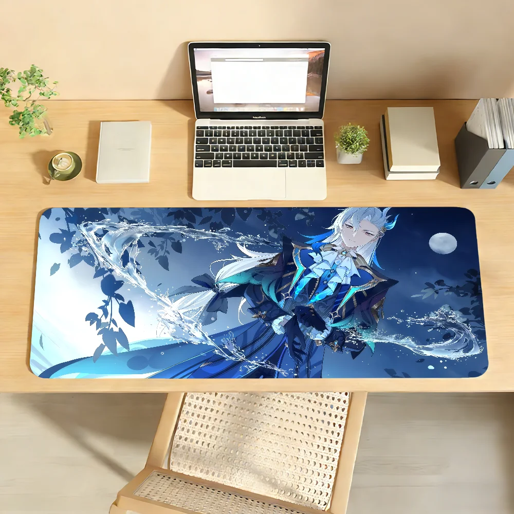 Genshin Neuvillette Mouse Pad  Non-slip Locking Edge DeskMat PC Laptop Accessories Rubber Office Keyboard carpet 350x900x3mm