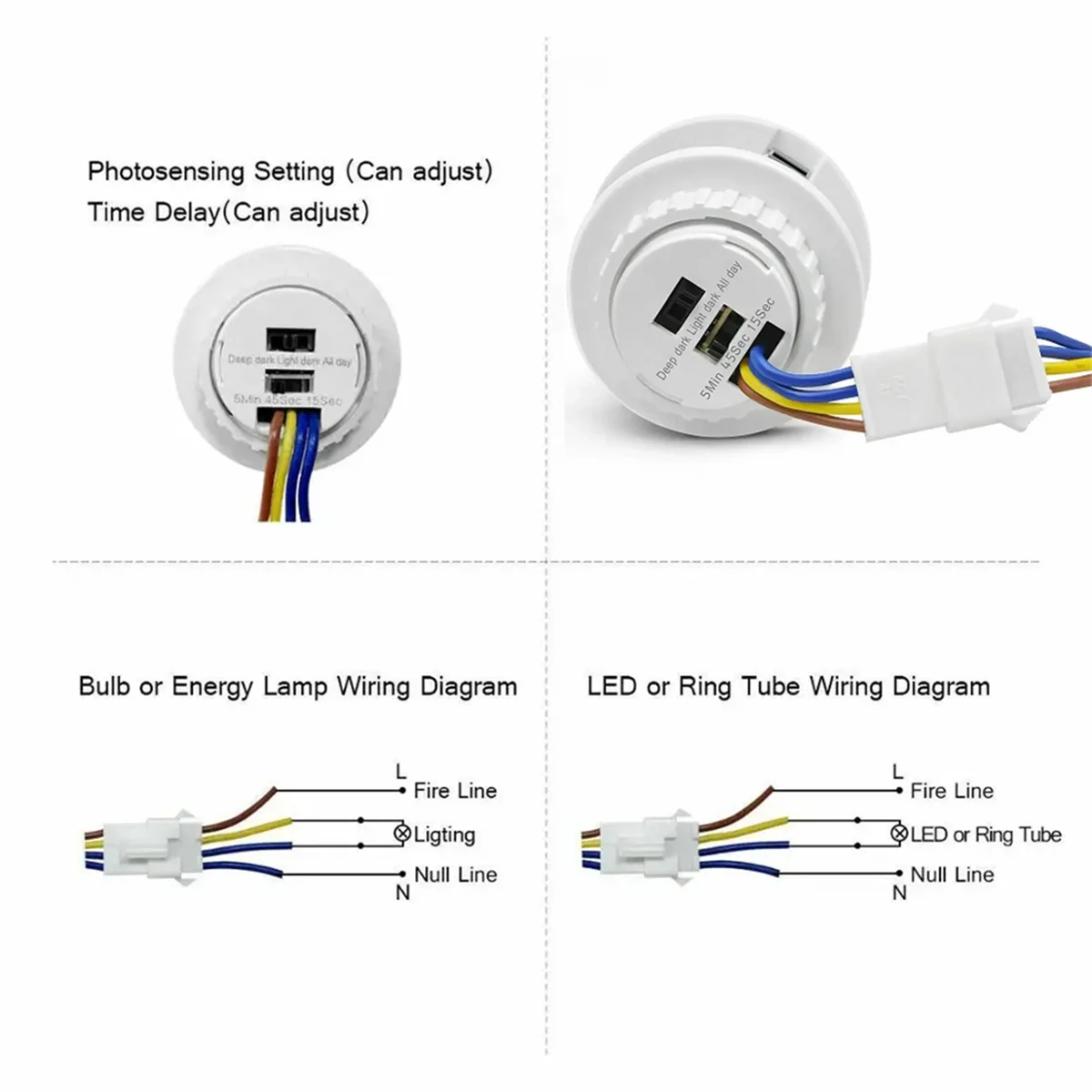 Motion Sensor Light Switch AC85-265V PIR Sensor for Lighting Time Delay Adjust Movement Detector Lamp Automatic Switch