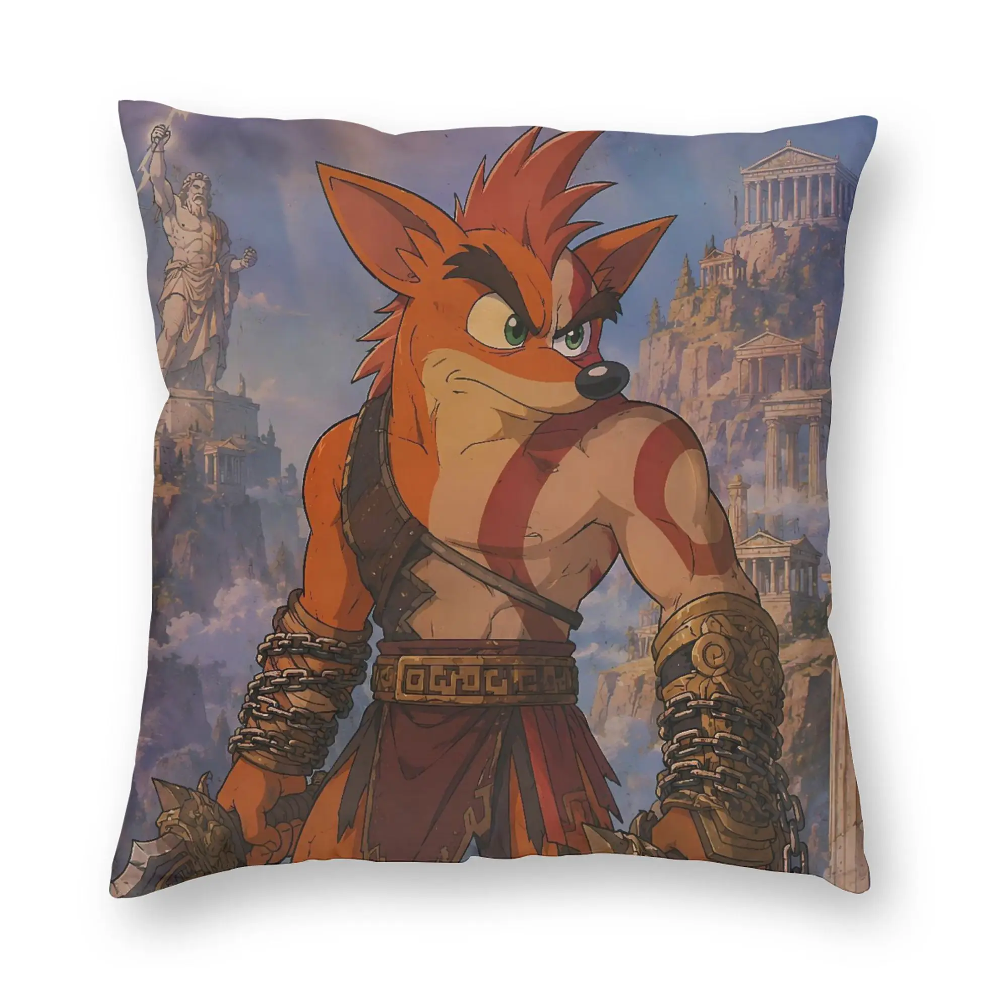 Crash Bandicoot Desert Hero Pillow Cover  Square Cushion Cover Kawaii Pillow Case For Sofa Couch Bed Living Room