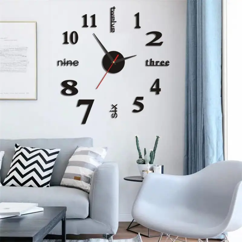 2D 3D Wall Clock Mirror Wall Stickers DIY Large Acrylic Quartz Wall Clocks Removable 4 Color Art Decal Sticker Home Decor view 4