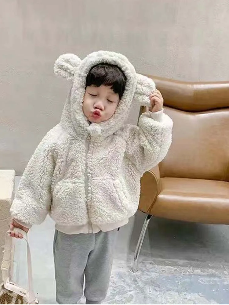 2025 nette Winter Kind Dicke Fleece Jacke Kind Hoodies Kleidung Casual Zipper Mantel Herbst Baby Mädchen Mit Kapuze Oberbekleidung Jungen Parkas