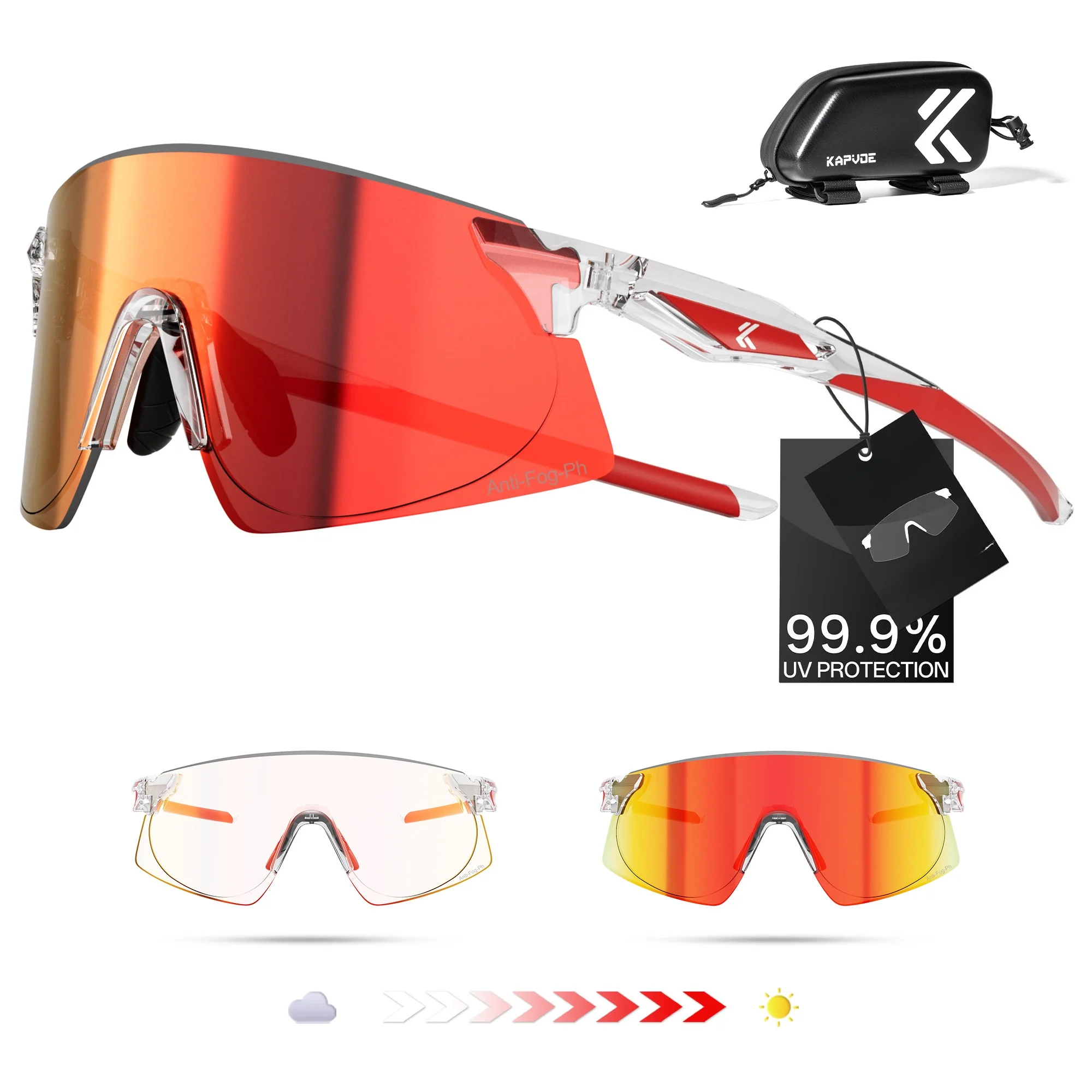 

Kapvoe New Photochromic Cycling Glasses Running Sunglasses MTB UV400 Fishing Hiking Goggles Man Woman Bike Bicycle Eyewear