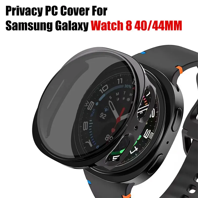 Sichtschutzfolie + PC-Hülle für Samsung Galaxy Watch 8 40 mm 44 mm, Bildschirmschutz aus gehärtetem Glas für Galaxy Watch 8 Bumper
