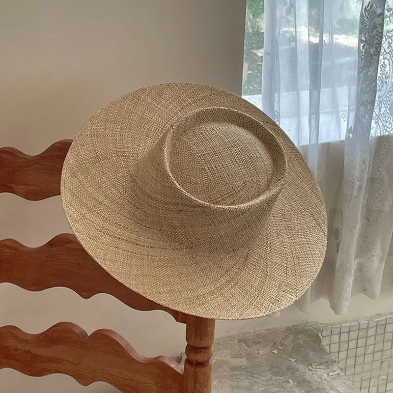 New Treasure Grass Material Summer Straw Hat Natural Jazz Straw Hat Outdoor Travel Beach   Wide Brim Classics Sombrero Mujer Pla