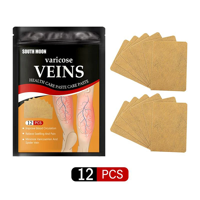 Unisex Varizes Treatment Patch, Gesso inchado para pernas, Promover o metabolismo, Promover a circulação sanguínea suave, 12pcs