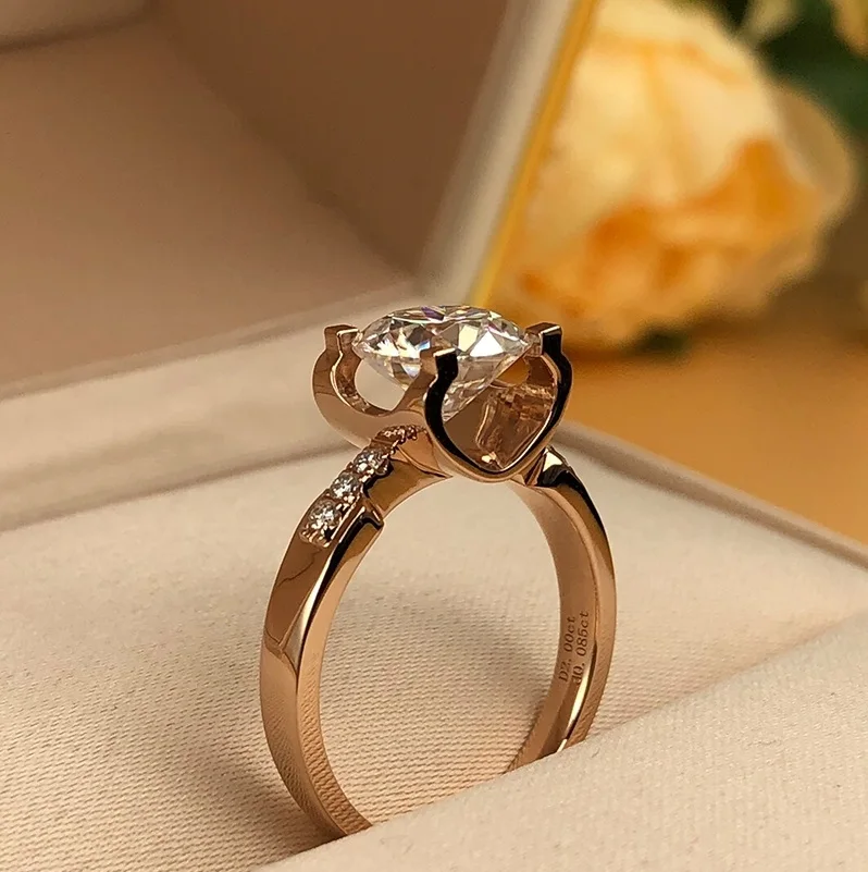 14K AU585 Gold Women's Mausan Diamond Ring 1 2 3 4 5 Carat VVSI Wedding Gift Party Commemorative Ring