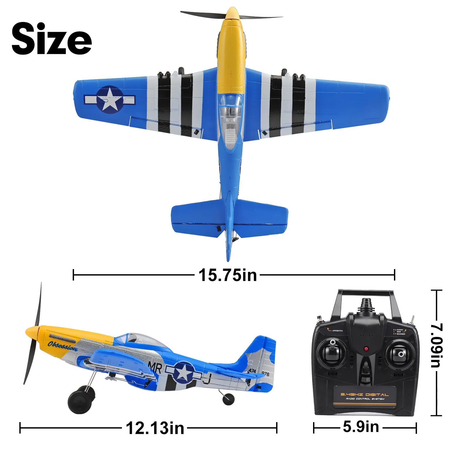 ANTSIR Zero/SpitfireP51D Mustang/F4U Corsair 4-kanałowy samolot RC 400MM rozpiętość skrzydeł Wrdbird Fighters 2.4G 6-osiowy samolot akrobacyjny z