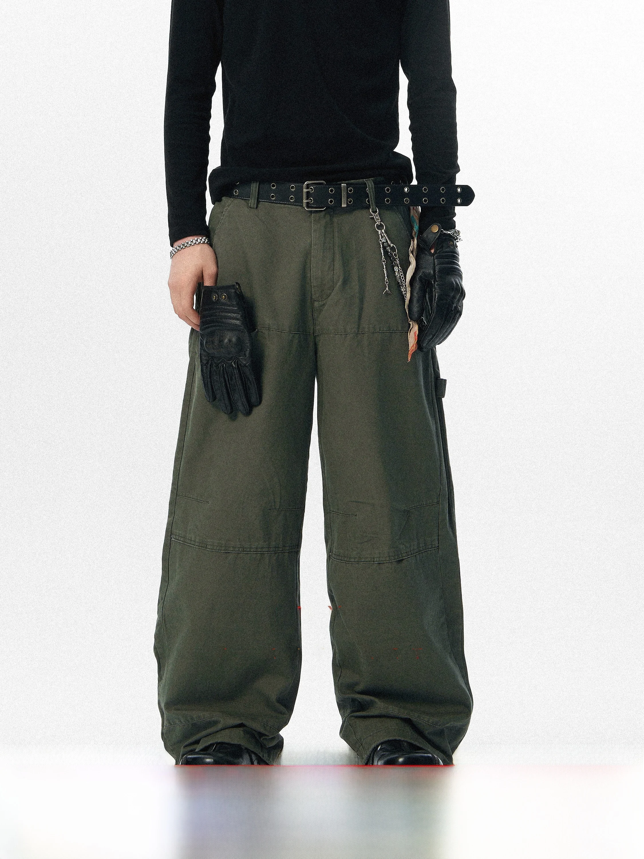 

JHYQ Men's Casual Straight Leg Pants Loose Fit High Street Fashion Autumn Spring Winter Low Waist Zipper Fly Classic Workwear