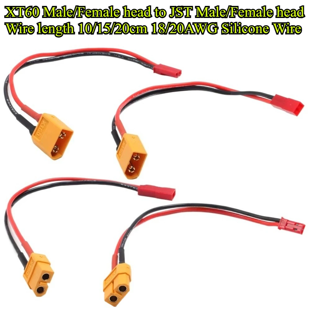 5Pcs/lot XT60 Male/Female Plug to JST Male/Female Adapter Cable 18/20AWG Silicone Wire 10/15/20cm for RC LiPo Battery Charger