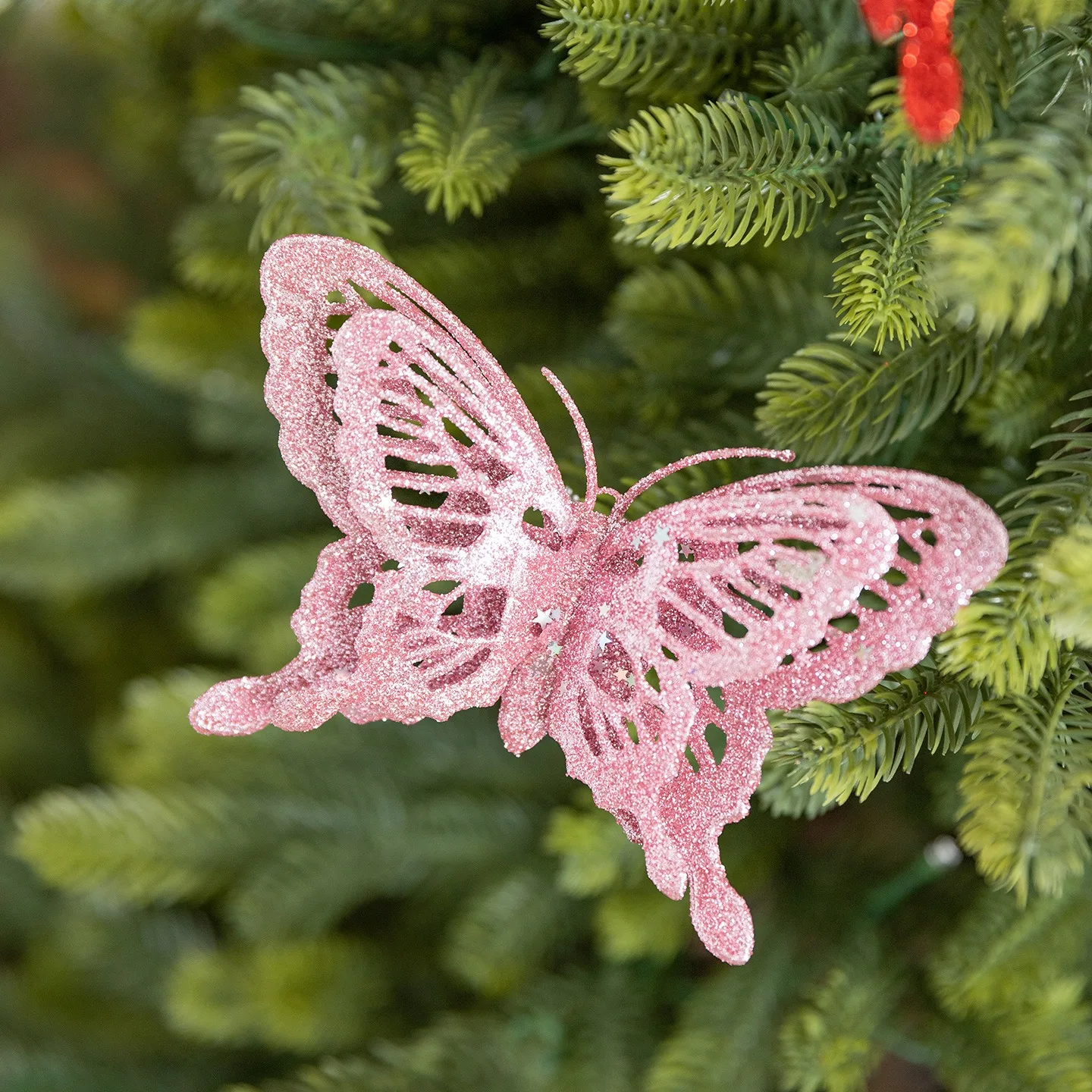 3 قطع من قلادة فراشة محاكاة لامعة لعيد الميلاد يمكنك صنعها بنفسك ملحقات شجرة عيد الميلاد لتزيين المشهد المعلق شجرة عيد الميلاد