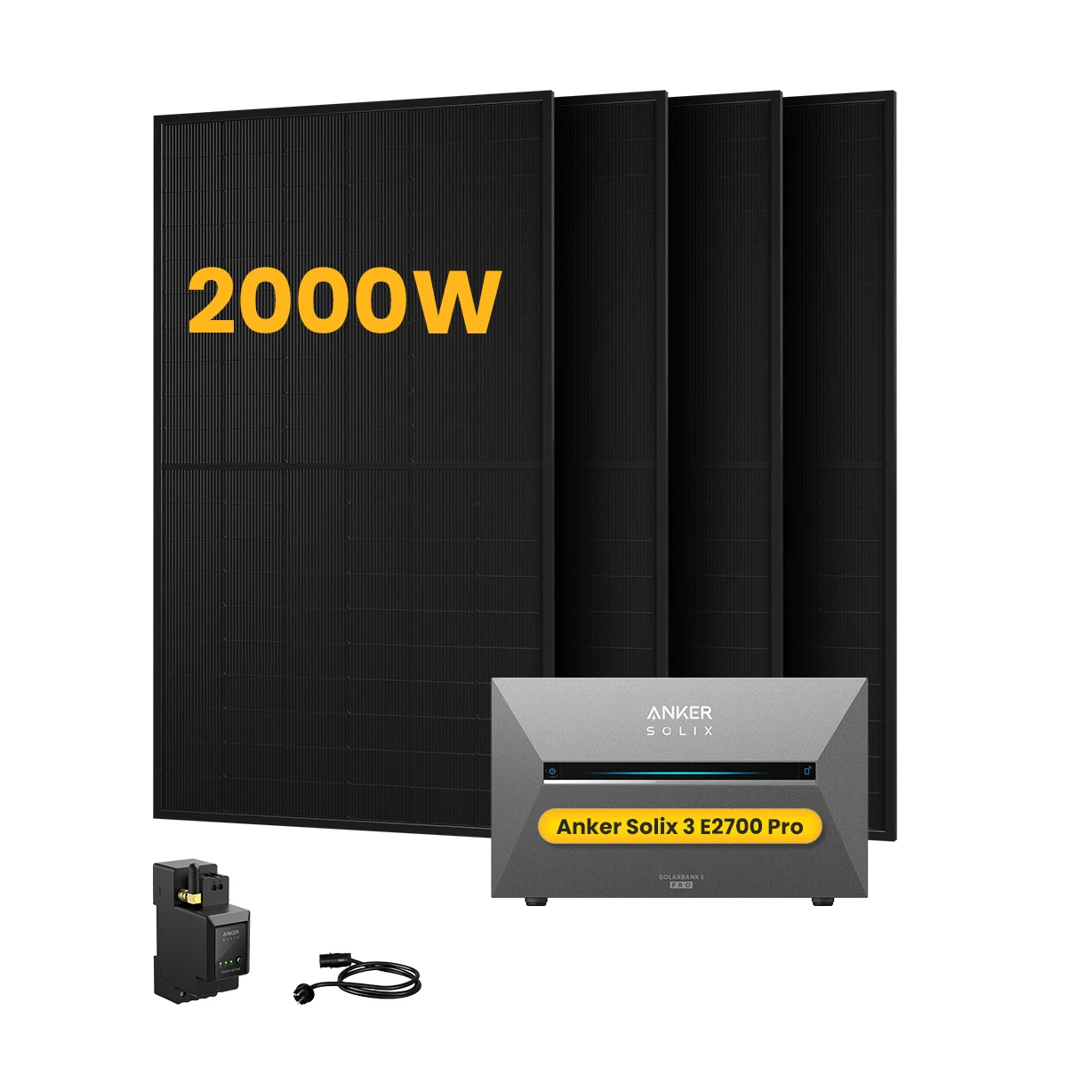 Anker SOLIX Solarbank 3 E2700 Pro (2.7 kWh) All‑in‑One Balkonkraftwerk‑Set mit 4 x 500 Wp Bifaziale Solarmodule, by Powerness