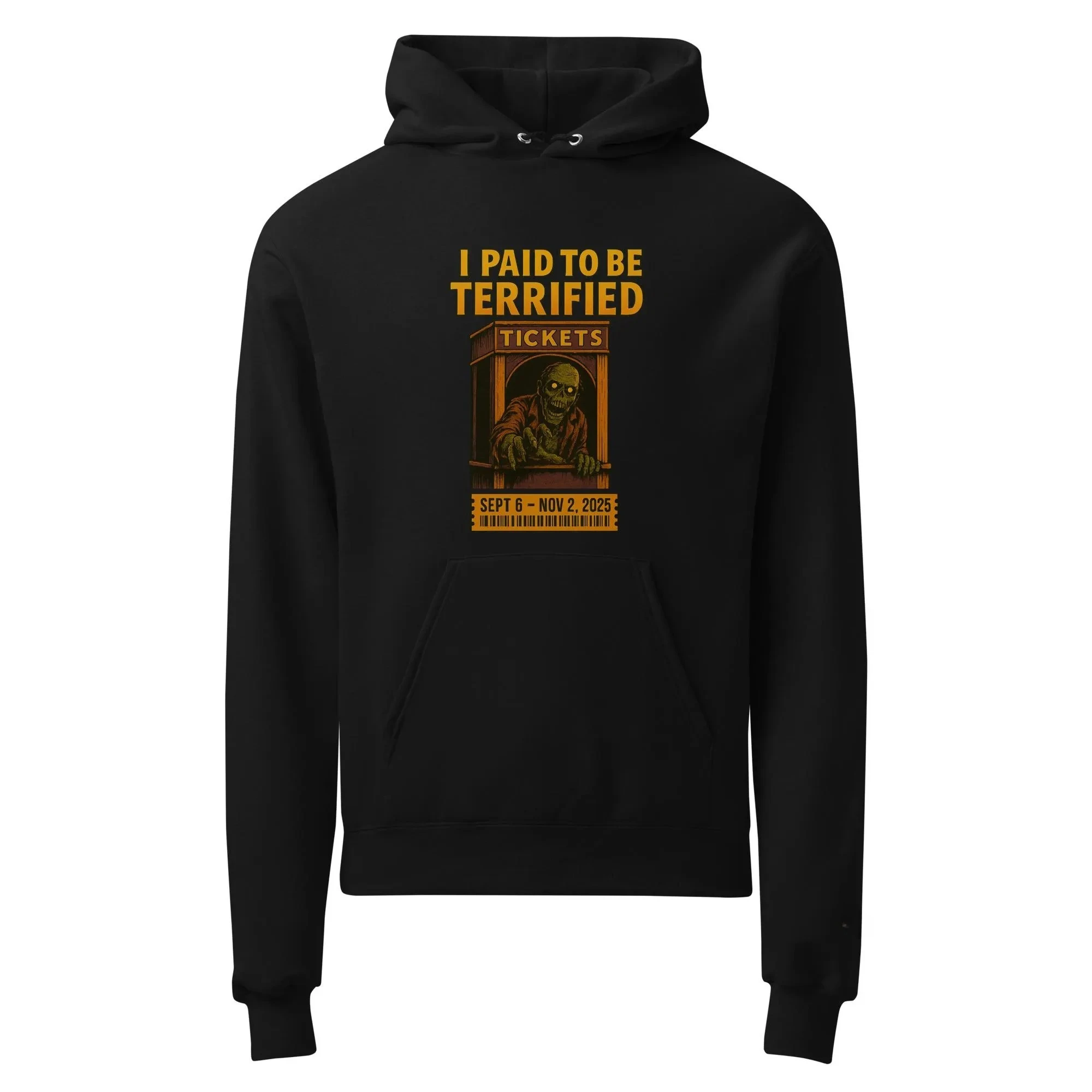 

"I PAID TO BE TERRIFIED" Printed Cotton Hoodie Stylish and Edgy Sweatshirt To Showcase Your Love for Horror Experiences