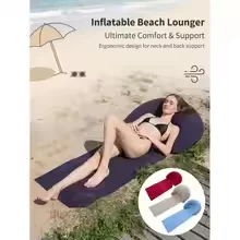 Portable Foldable Inflatable Beach Lounger Built‑in U‑Shape Pillow Waterproof Sunbathing Mat for Summer Beach Vacation