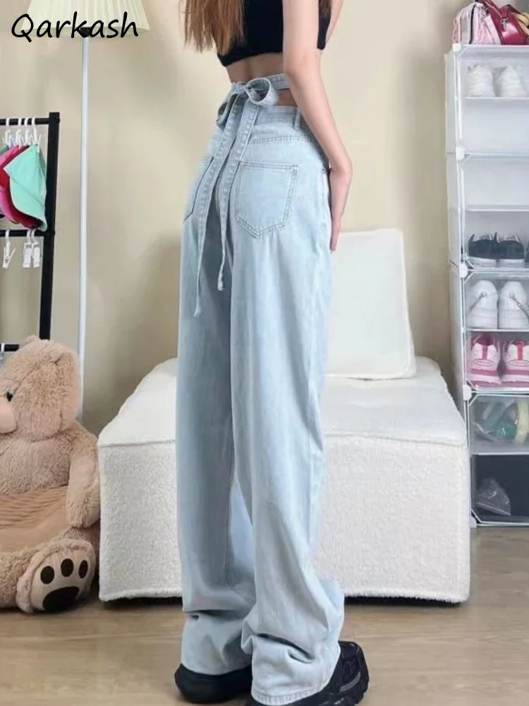 

Прямые джинсы женские сексуальные мешковатые эстетические повязки дизайн уличная одежда винтажные летние универсальные повседневные брюки для девочек в корейском стиле