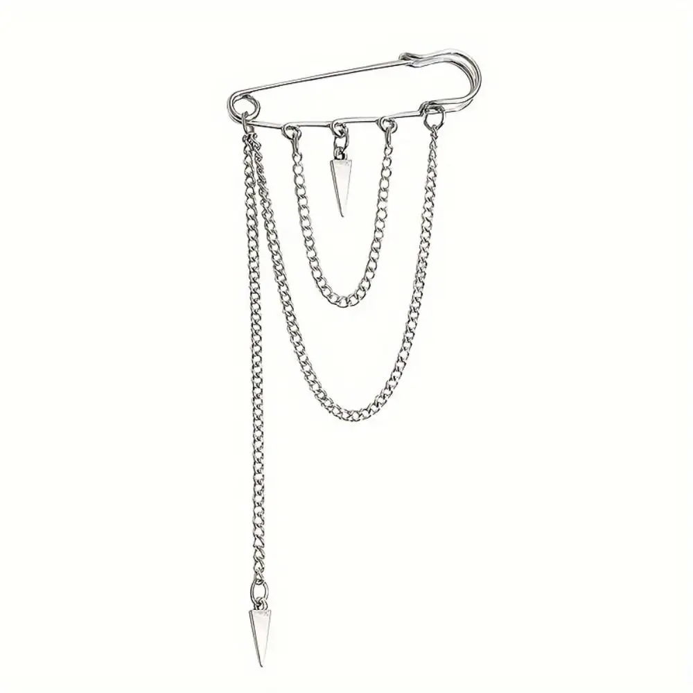 

Y2K Punk Star Cross Chain Brooch Multi-layer Tassel Pendant Sweater Collar Clip Waist Chain Metal Chain Brooch Jewelry Skirt