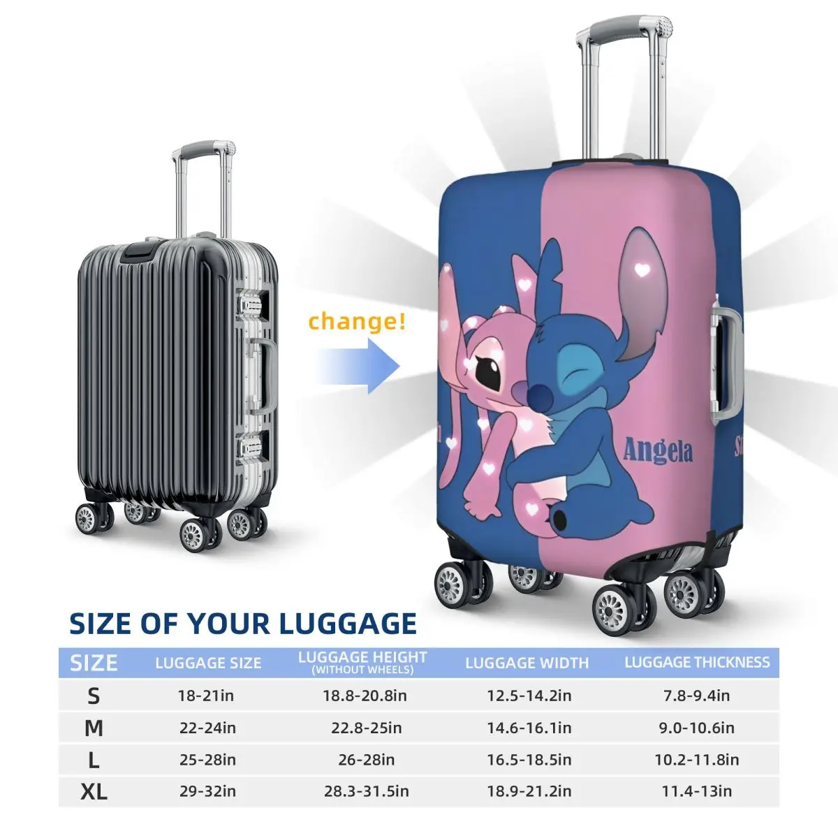 غطاء حقيبة Angel Love باللون الوردي، واقي مستلزمات الأمتعة المرنة لرحلة الرحلات البحرية