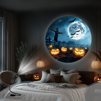 Scarecrow Moon Projector Lamp, LED Night Light, Suitable for Wall and Ceiling Decoration, Halloween Atmosphere Light