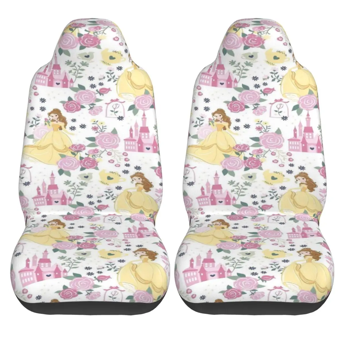 

Belle Beauty And The Beast Car Seat Covers Taxi Polyester Auto Seat Covers Comfortable 2 Pcs Vintage Cover