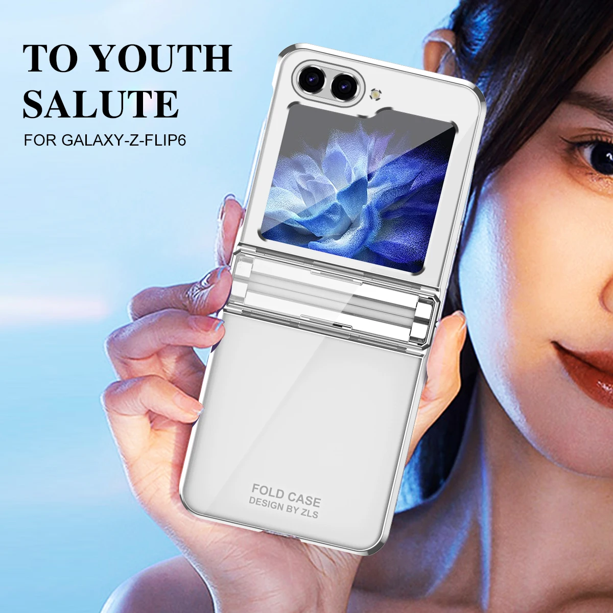For Samsung Galaxy Z Flip 6 5 4 3 Case Luxury Transparent Electroplated With Folding Hinge Shockproof Protection Hard Back Cover
