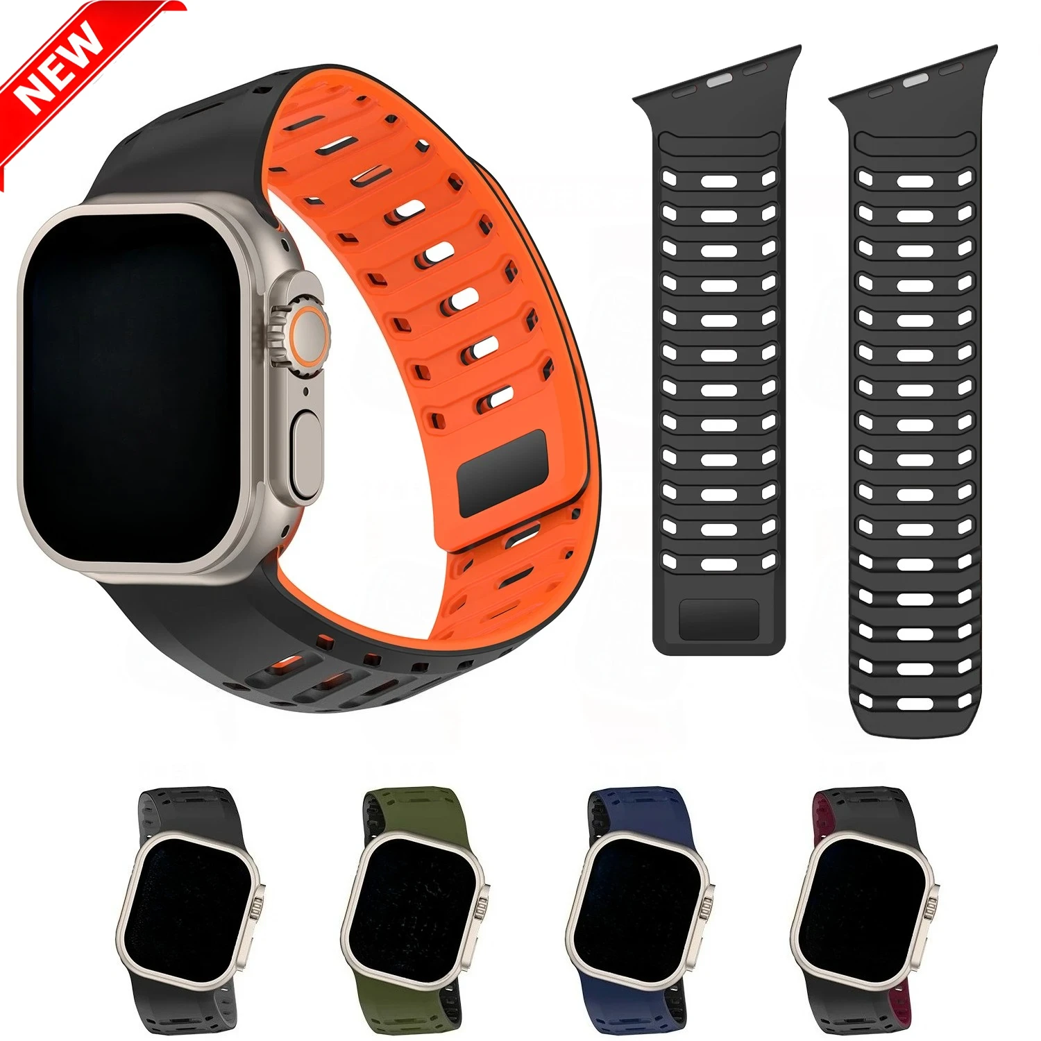 Inclined Design Silicone Strap For Apple Watch Band Ultra 49mm 44mm 45mm 46mm Magnetic Band iwatch Series 11 10 9 8 7 SE Ultra 2