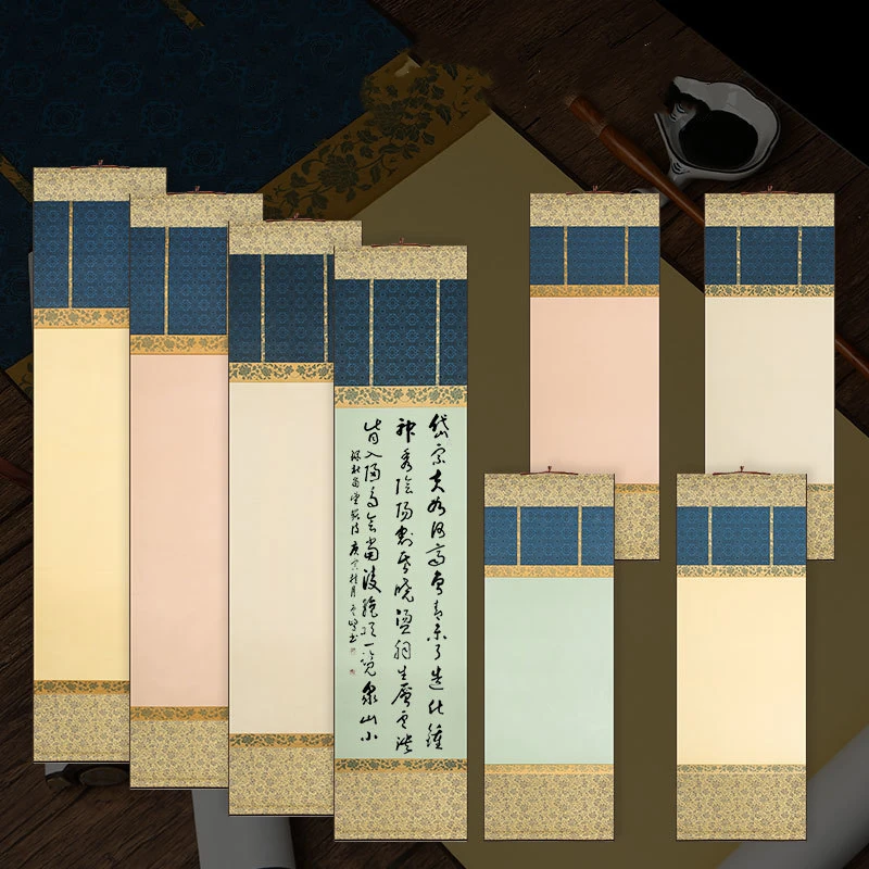 Tang Dynasty Style Blank Xuan Paper Scroll Half Ripe Rice Paper Calligraphy Painting DIY Scroll Batik Xuan Paper Hanging Scroll