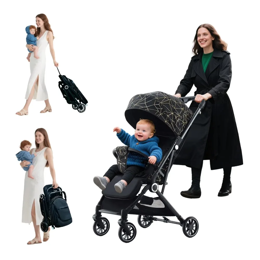 Convenience Stroller Lightweight Stroller with Compact Fold Multi-Position Recline Canopy Umbrella Stroller for Travel Outdoor