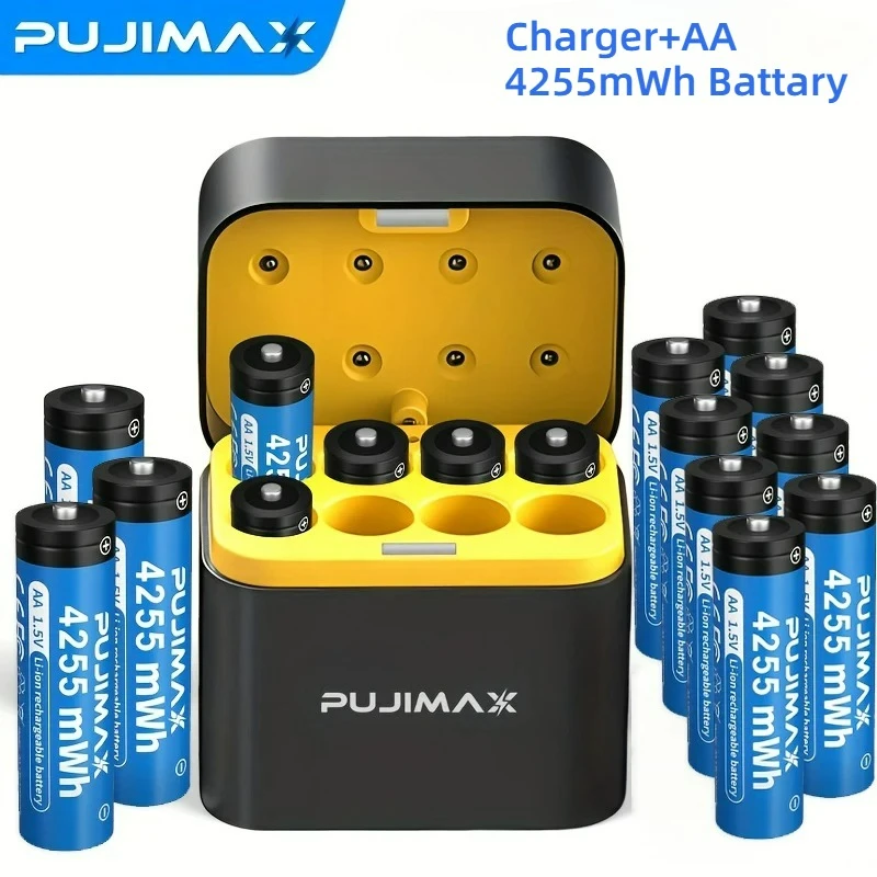 NEUE 1,5V AA 4255mWh Wiederaufladbare Batterie Lithium-Ionen-Akku Ladegerät für Radiowecker Videospiele Maus Fernbedienung Batterien