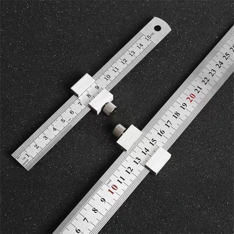 Carbon Steel Ruler Limit Block Measuring Rulers Positioner Adjustable Measuring Marking Gauge Carpentry Scriber hand Tool