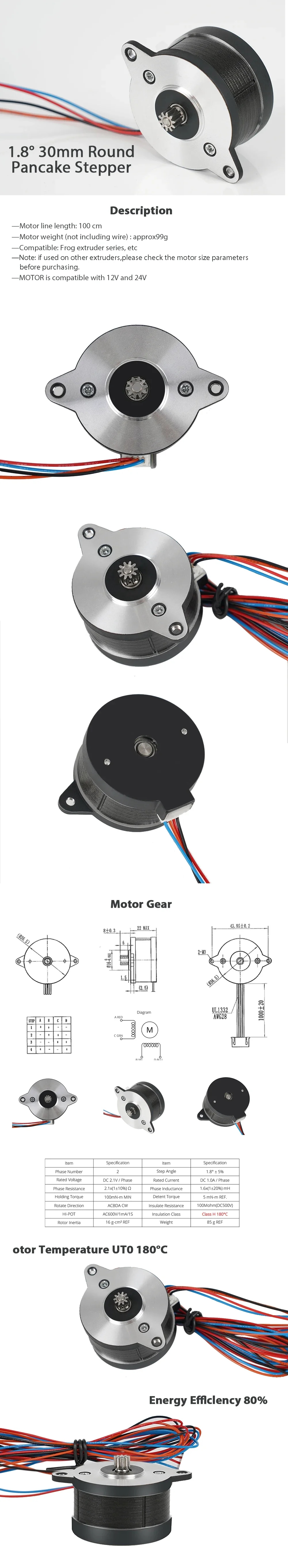 NEMA14 36 mm runder Pfannkuchenmotor 36STH20-1004HG 4-Blei-Schrittmotor für Orbiter/Sherpa Mini Extruder Voron 2.4 Ender 3 CR10 Teil – Detail 1