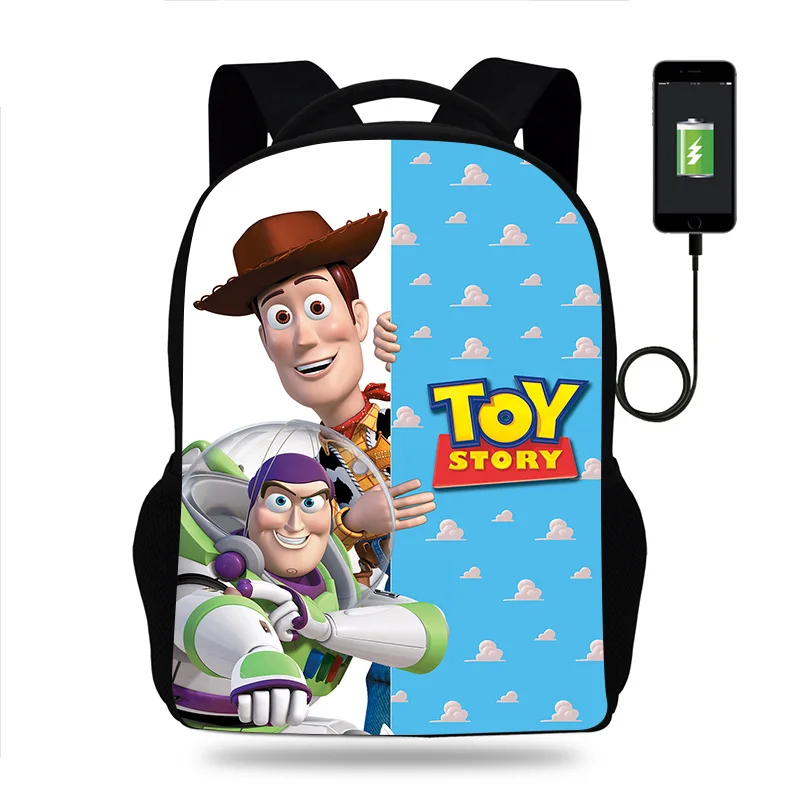 

Disney Toy Story Backpack Boys Girls School Bag Teenager Book Bags Men Women Rucksack USB Travel Knapsack Mochila