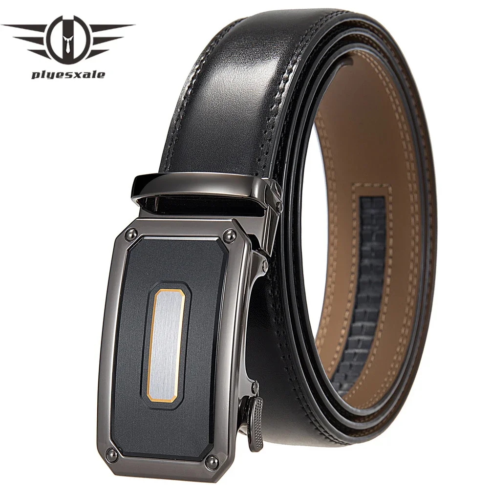 Plyesxale Genuine Leather Belt Male 2025 Luxury Designer Automatic Buckle Men Waist Belt Formal Dress Belts ceinture homme B1239