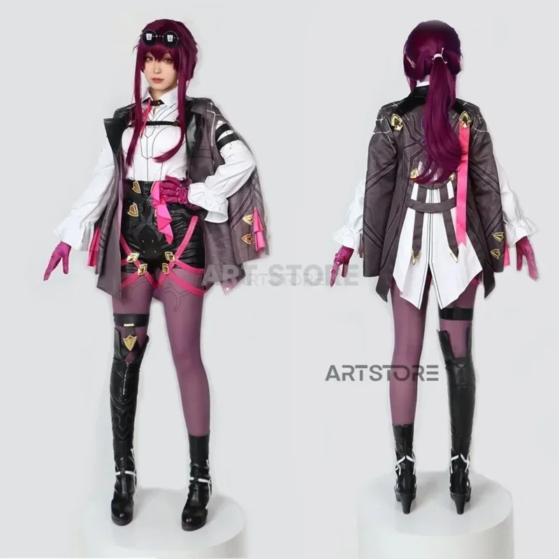 Kafka cosplay game honkai: Star rail cosplay wig full set women hair honkai Kafka shoes cosplay costume Halloween party suits E