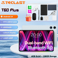 Teclast T60 Plus Tablet 12inch 2000*1200/Android 14/6GB RAM/128GB ROM/MTK Hrilo G88 8-Core/8000mAh/WiFi 2.4G+5G/13MP+8MP Camera