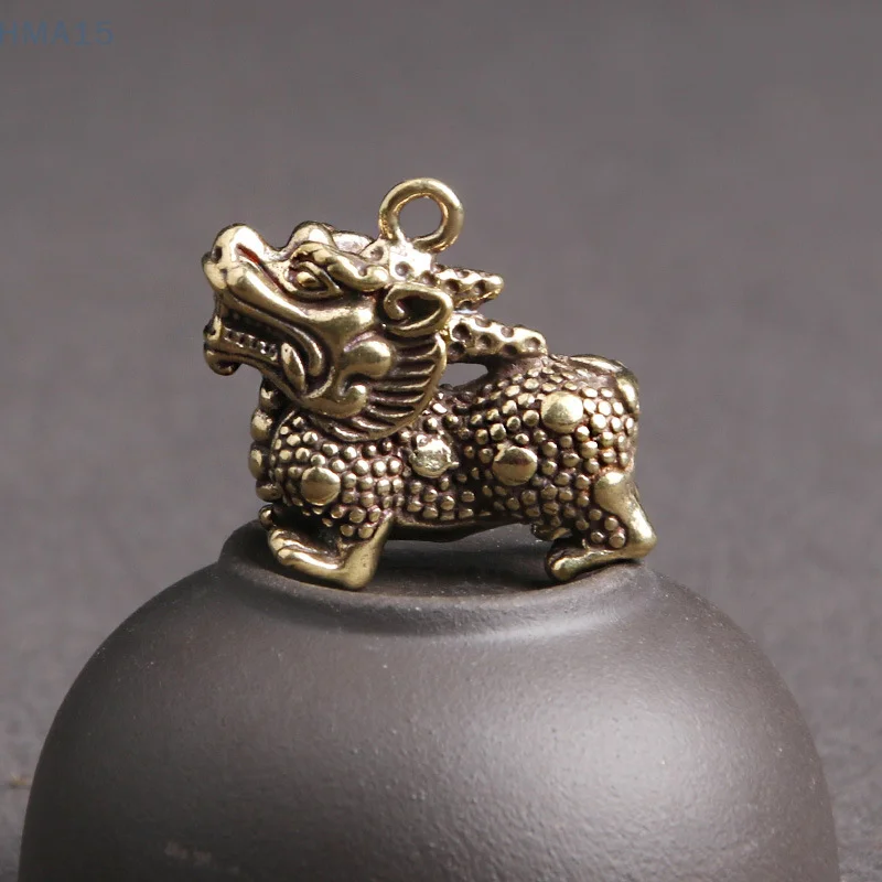 Chinese Auspicious Beast Statue Bronze Figurine Ornaments Antique Copper Mythical Animal Miniature Home Decor Crafts Collection