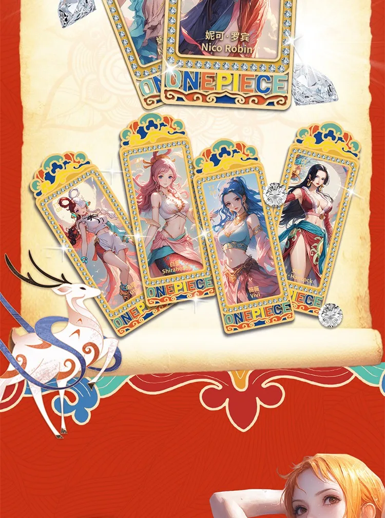 Новые карты One Piece Dunhuang Kaiyuan Cultural Creativity Anime Luffy Zoro Nami Chopper Редкие алмазные флэш-карты TT TX ZR Wanted Cards