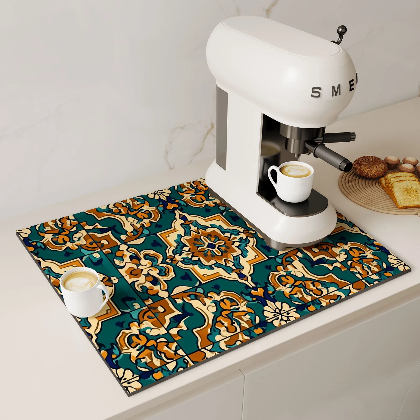 Retro Table Placemat Kitchen Dish Drying Mats Absorbent Drain Pad Coffee Machine Mat Quick Dry Tableware Dinnerware Washable