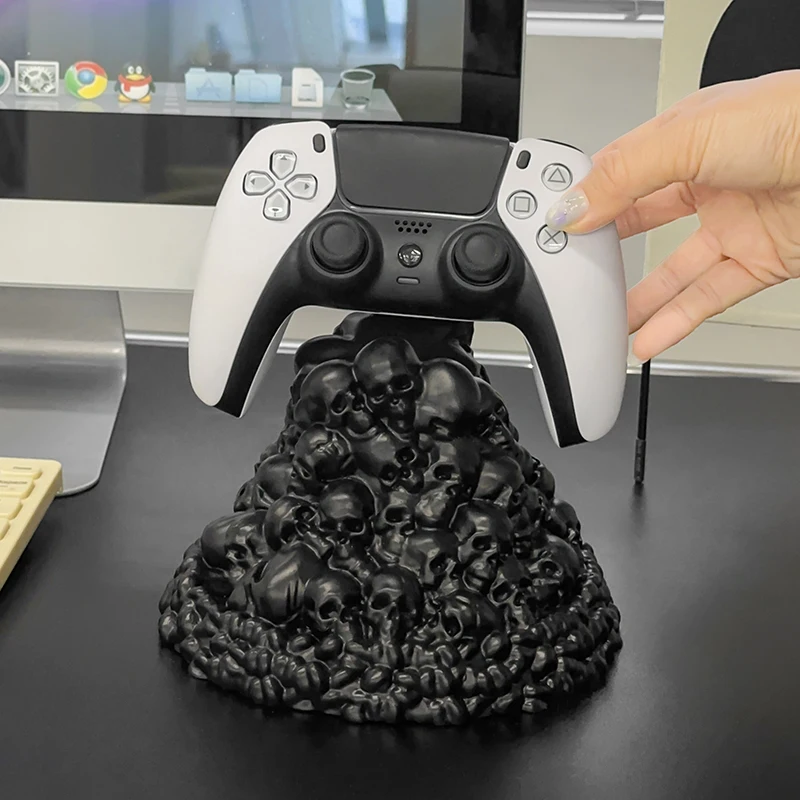 Support de manette de jeu créatif en forme de squelette, support de téléphone portable portable pour bureau, décoration de vitrine à domicile, rangement, ornement, cadeau
