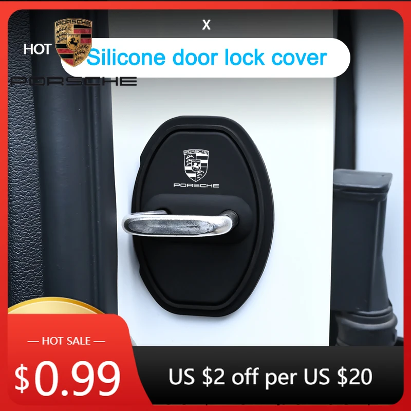 

Наклейки на автомобиль для Porsche Cayman, Cayenne, 911, Macan, 4 шт., защитные чехлы для дверных замков из силиконового геля, застежки для дверных замков для Porsche 91.