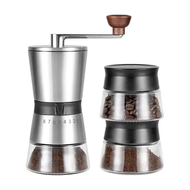 Manual Ceramic Burr Coffee Grinder Stainless Steel Housing for Home Auto Outdoor Hotel Use