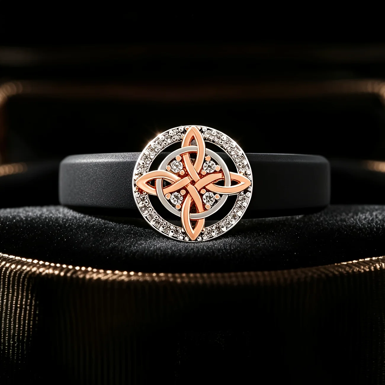 Vintage Black Soft Silicone Ring,Witch Celtic Knot CZ Inlay Irish Lucky Wedding Sport ring